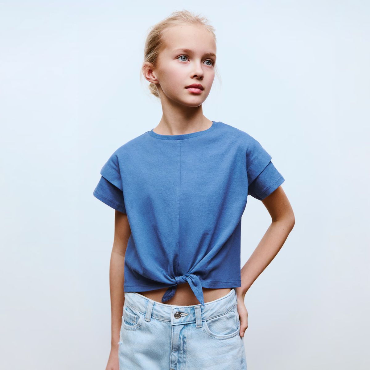 MANGO KIDS - Polera Algodón Detalle Nudo Niña Algodón Mango Kids