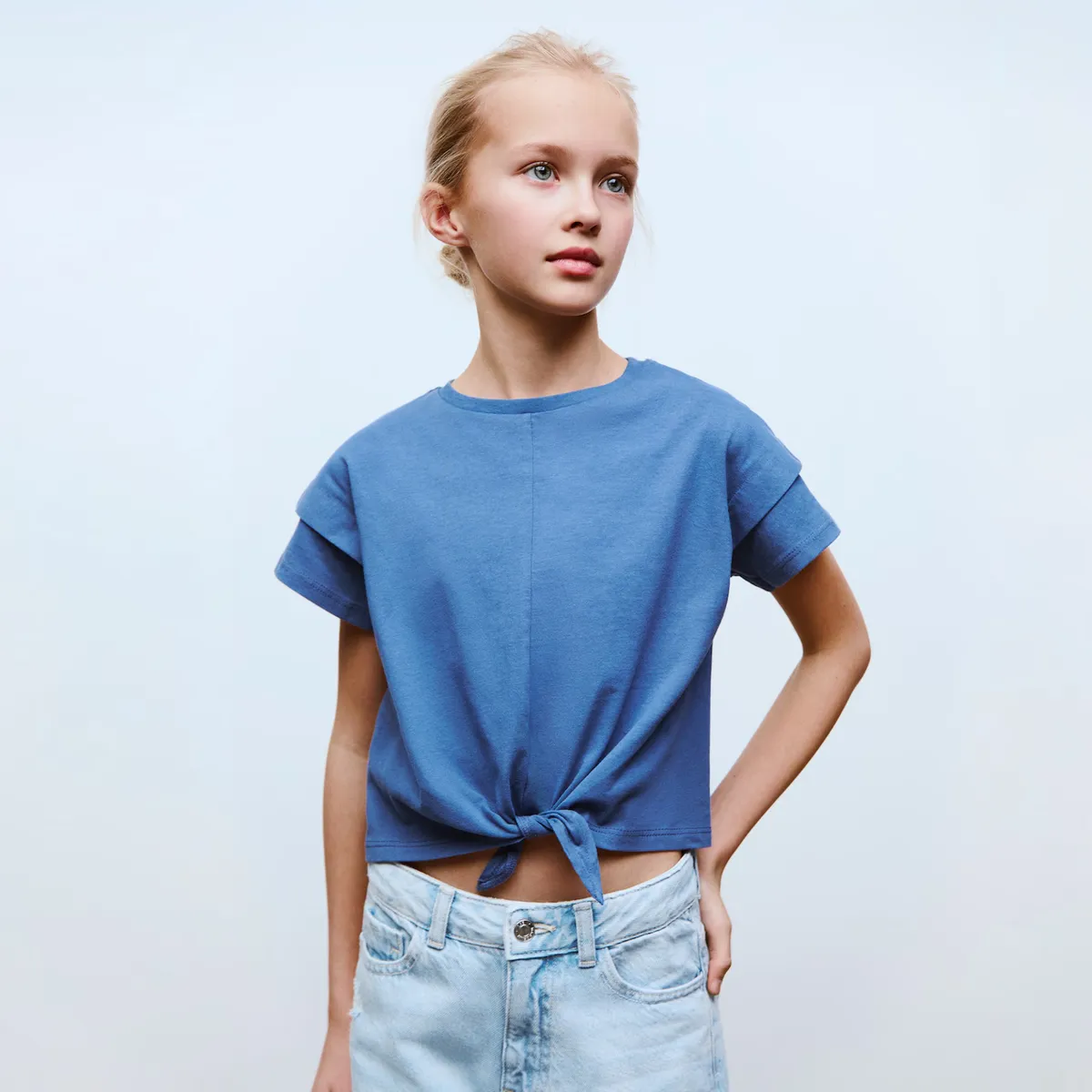 MANGO KIDS - Polera Algodón Detalle Nudo Niña Algodón Mango Kids