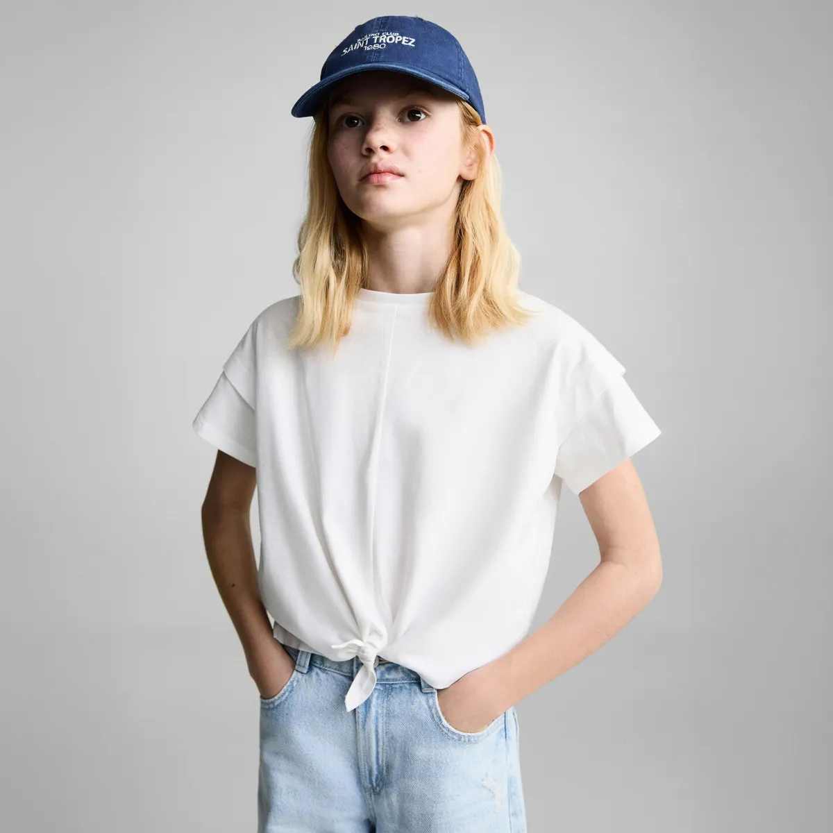 MANGO KIDS - Polera Algodón Detalle Nudo Niña Algodón Mango Kids