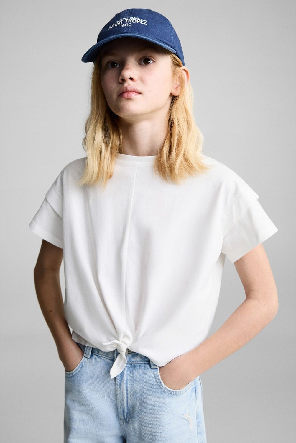 MANGO KIDS - Polera Algodón Detalle Nudo Niña Algodón Mango Kids
