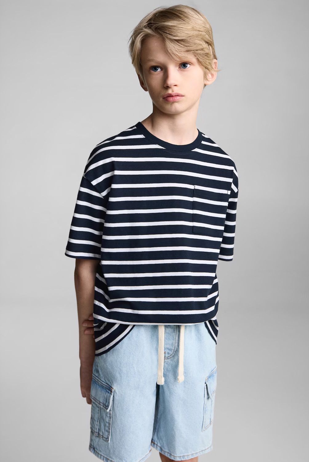 MANGO KIDS - Polera Algodón Rayas Niño Algodón Mango Kids