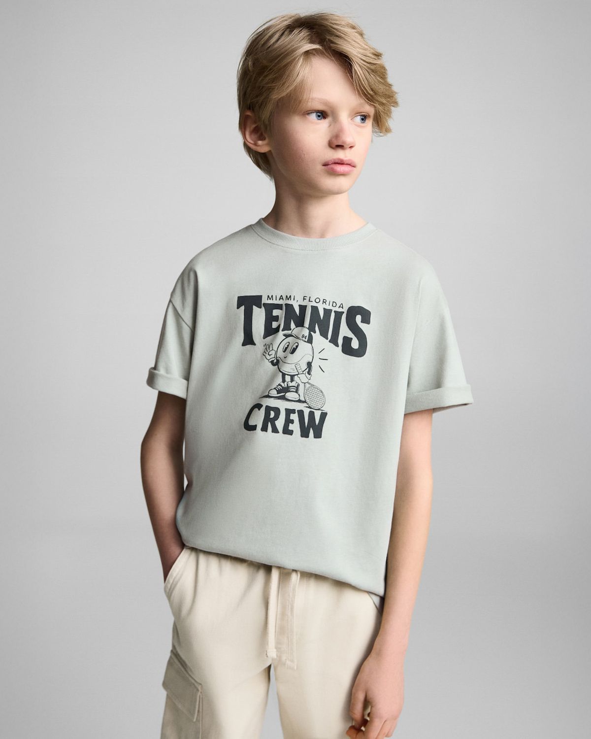 MANGO KIDS Polera Algodón Estampado Niño Mango Kids