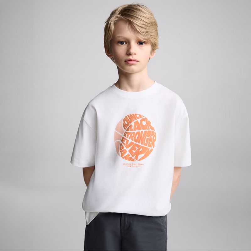 MANGO KIDS - Polera Algodón Estampado Niño Algodón Mango Kids
