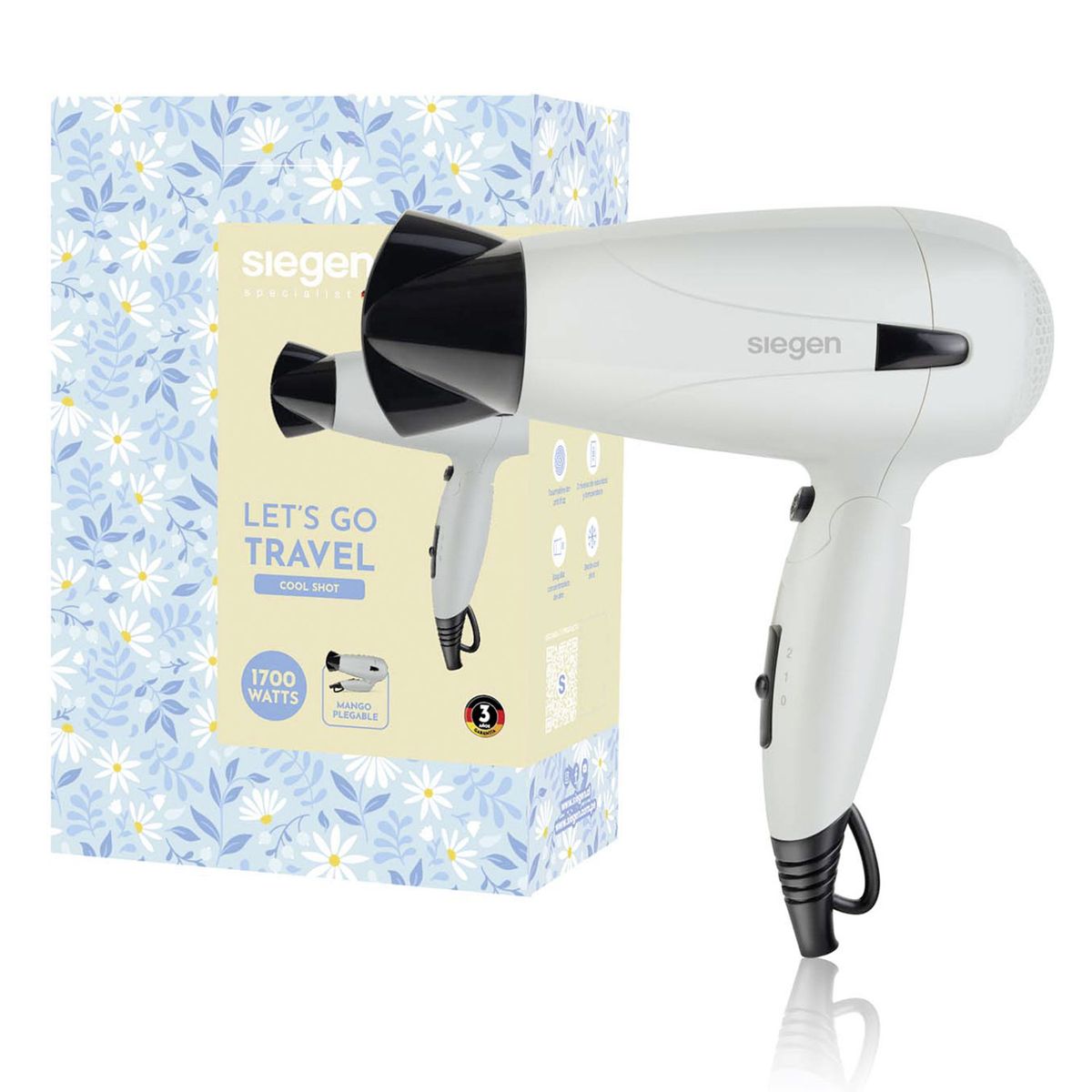 SIEGEN - Secador de Pelo SG 3012C54 Celeste Siegen