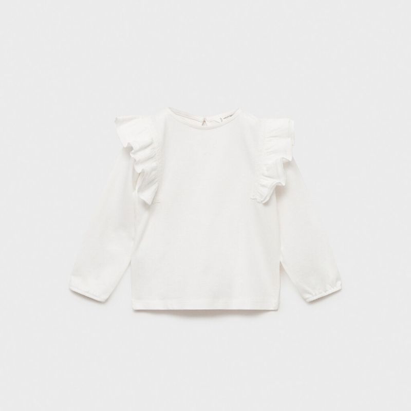 MANGO KIDS - Polera 100% Algodón Volantes Bebé Niña Algodón Mango Kids