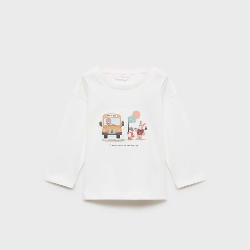 MANGO KIDS - Polera Algodón Estampada Bebé Niño Mango Kids