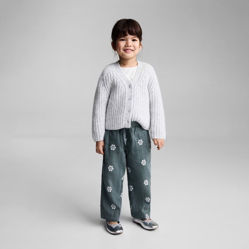 MANGO KIDS - Pantalón Algodón Bordado Bebé Niña Algodón Mango Kids