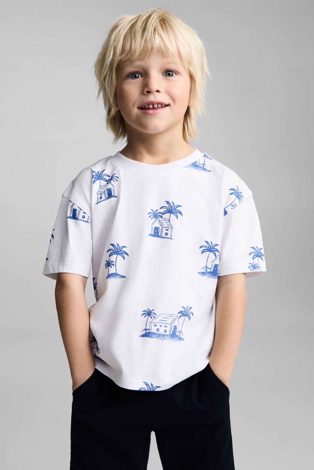 MANGO KIDS - Polera Estampado Palmeras Bebé Niño Mango Kids