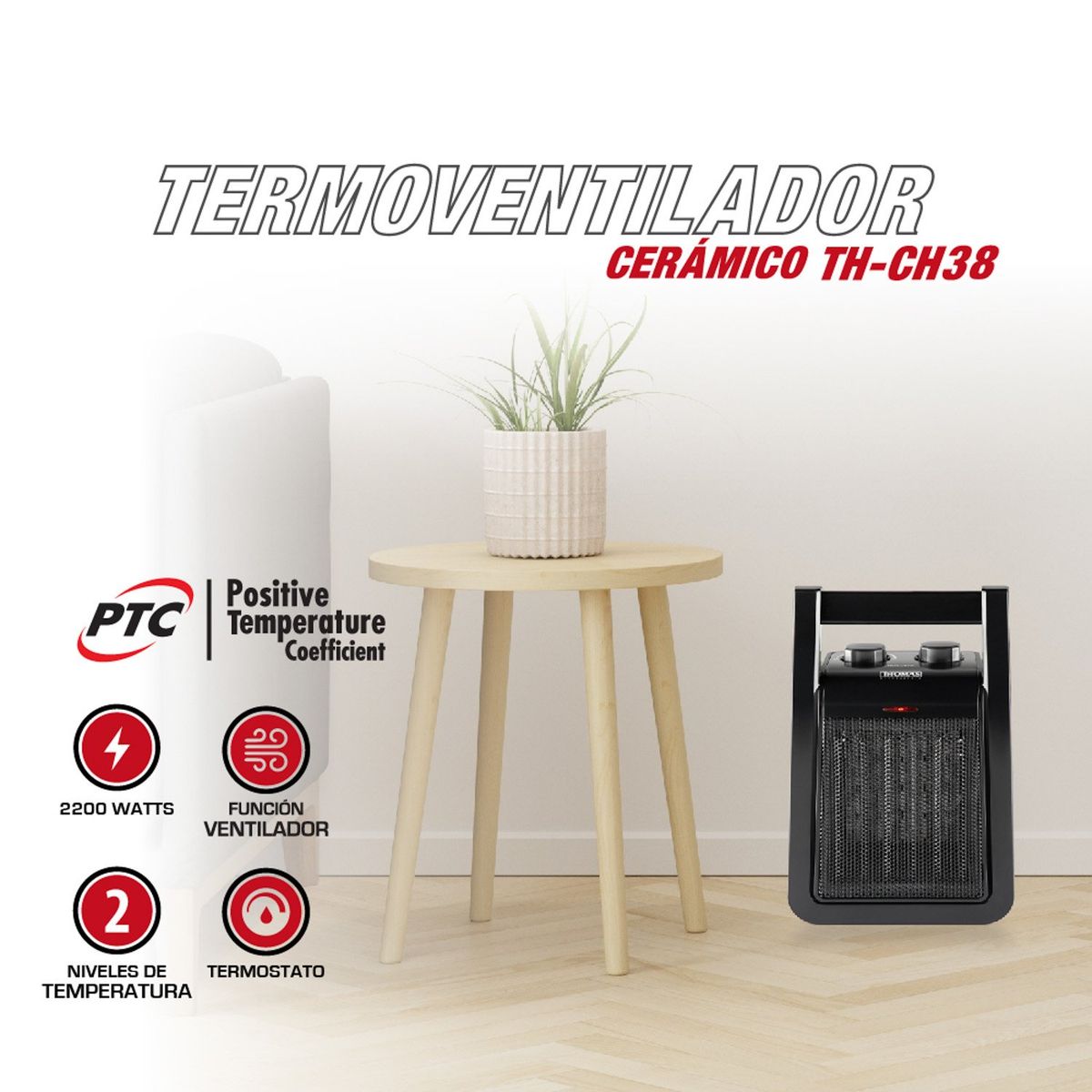 THOMAS - Estufa Termoventilador Ceramico TH-CH38 Thomas