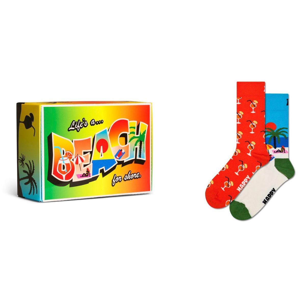 HAPPY SOCKS - Pack 2 Calcetines Beach Life Hombre Happy Socks