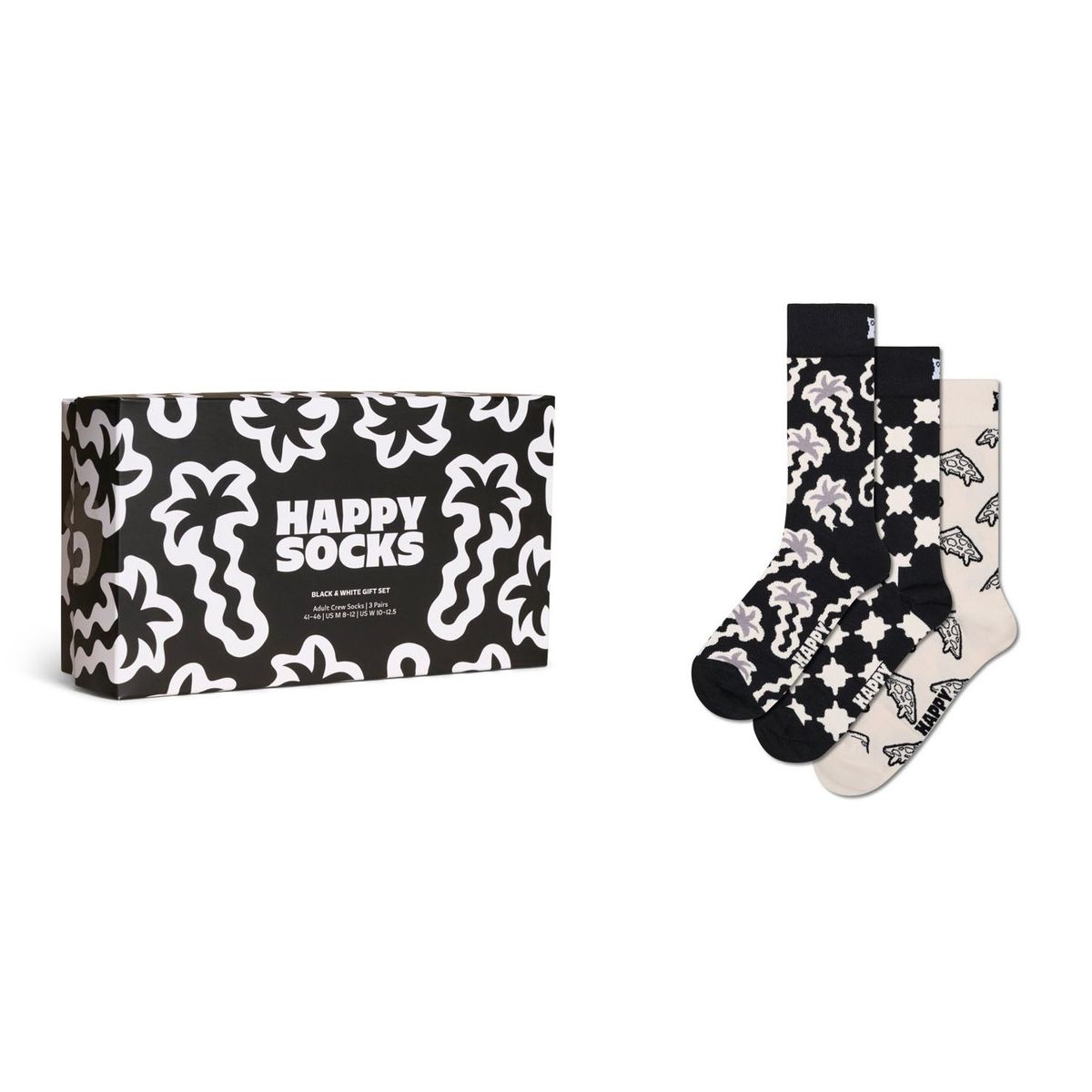 HAPPY SOCKS - Pack 3 Calcetines Black And White Hombre Happy Socks