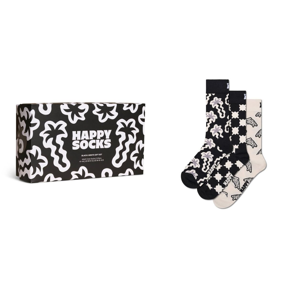 HAPPY SOCKS - Pack 3 Calcetines Black And White Hombre Happy Socks