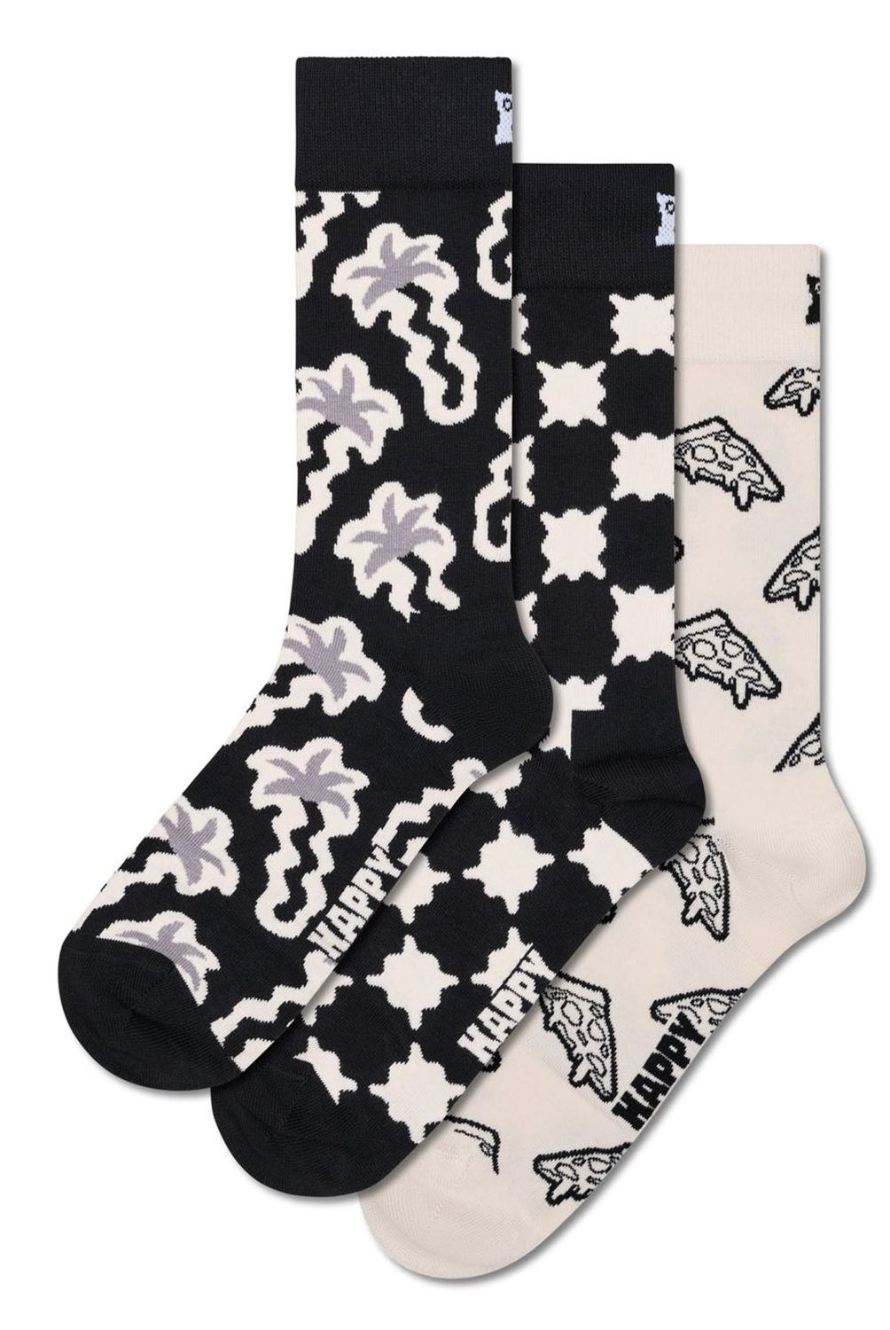HAPPY SOCKS - Pack 3 Calcetines Black And White Unisex Happy Socks