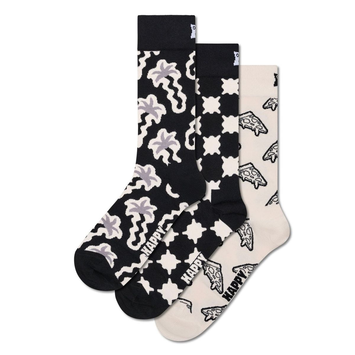 HAPPY SOCKS - Pack 3 Calcetines Black And White Hombre Happy Socks