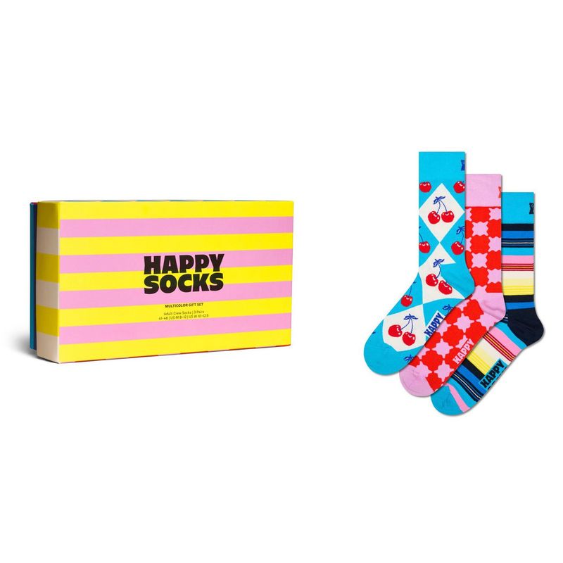 HAPPY SOCKS - Pack 3 Calcetines Check And Stripes Hombre Happy Socks
