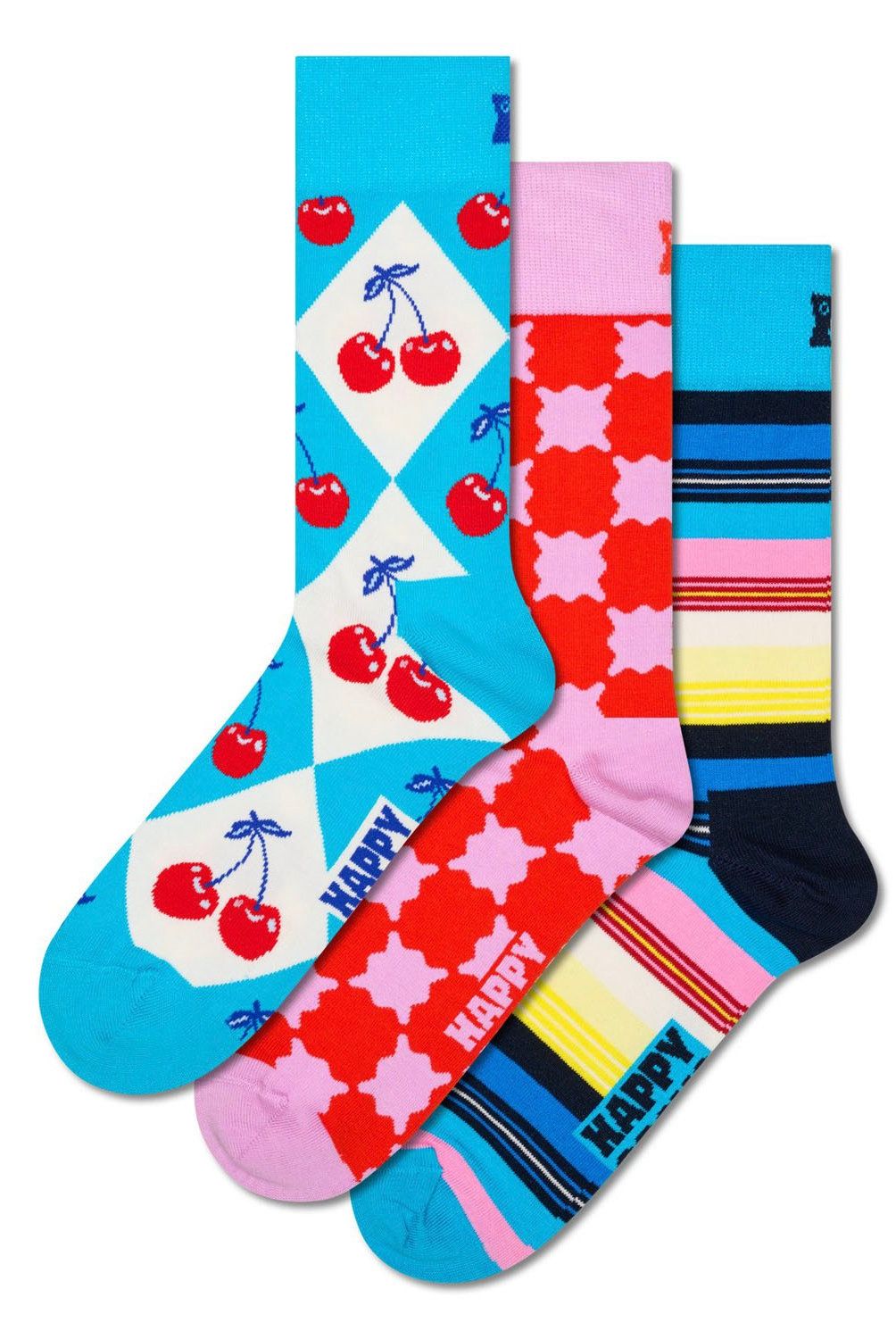 HAPPY SOCKS - Pack 3 Calcetines Check And Stripes Unisex Happy Socks