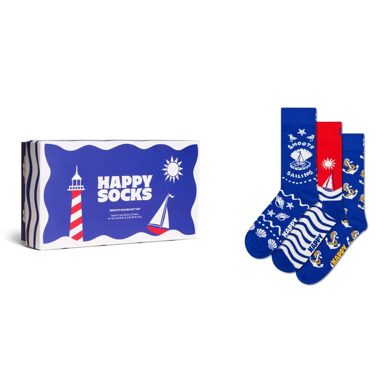 HAPPY SOCKS - Pack 3 Calcetines Smooth Sailing Hombre Happy Socks