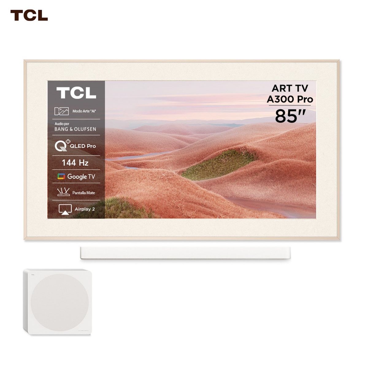 TCL - QLED Smart TV 85" 4K UHD ART TV A300W Pro + Soundbar y Subwoofer TCL