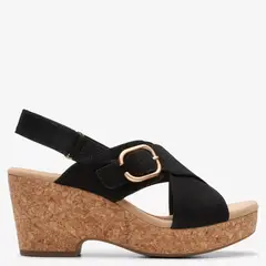 CLARKS - Sandalia Mujer Cuero Negro