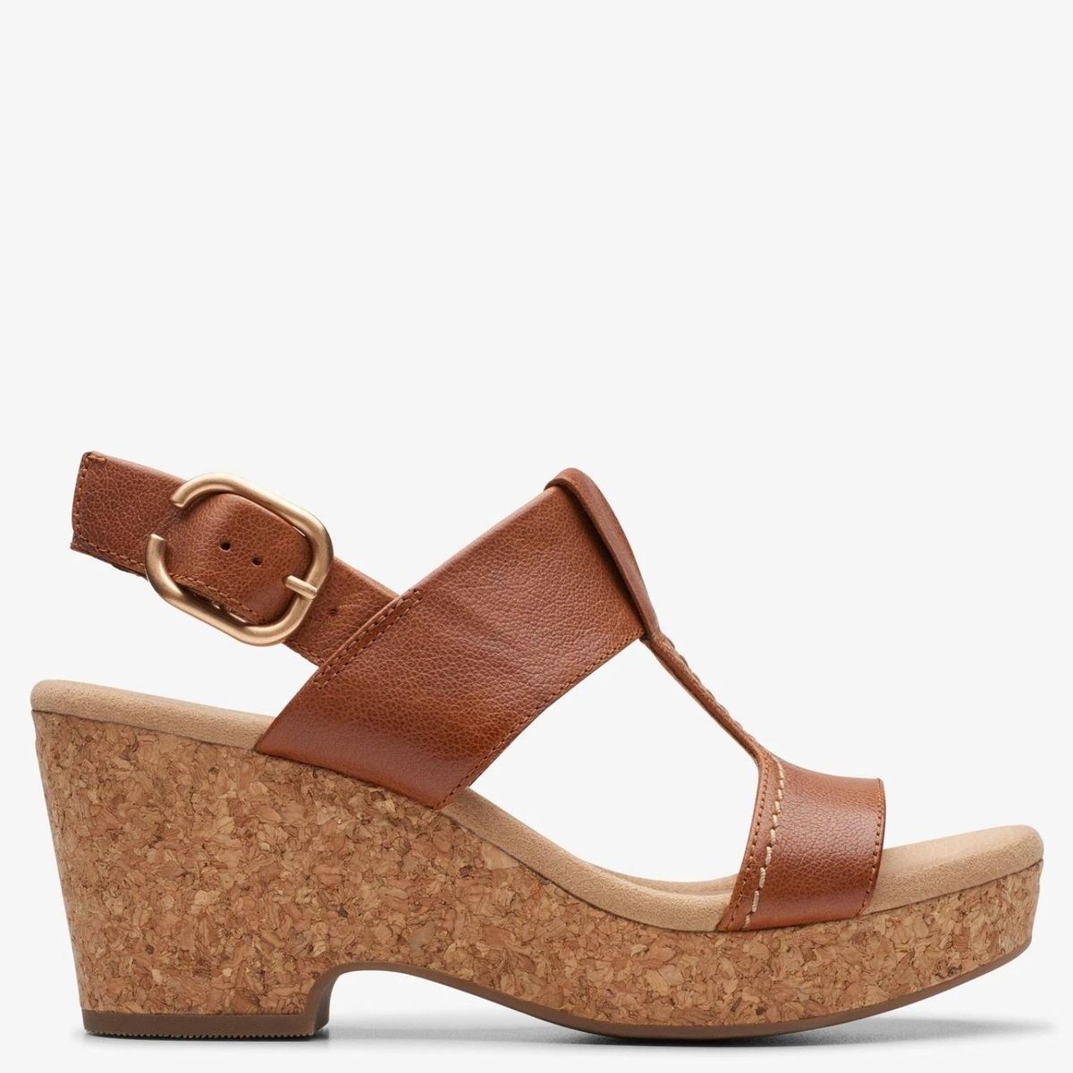 CLARKS - Sandalia Mujer Cuero Beige Clarks