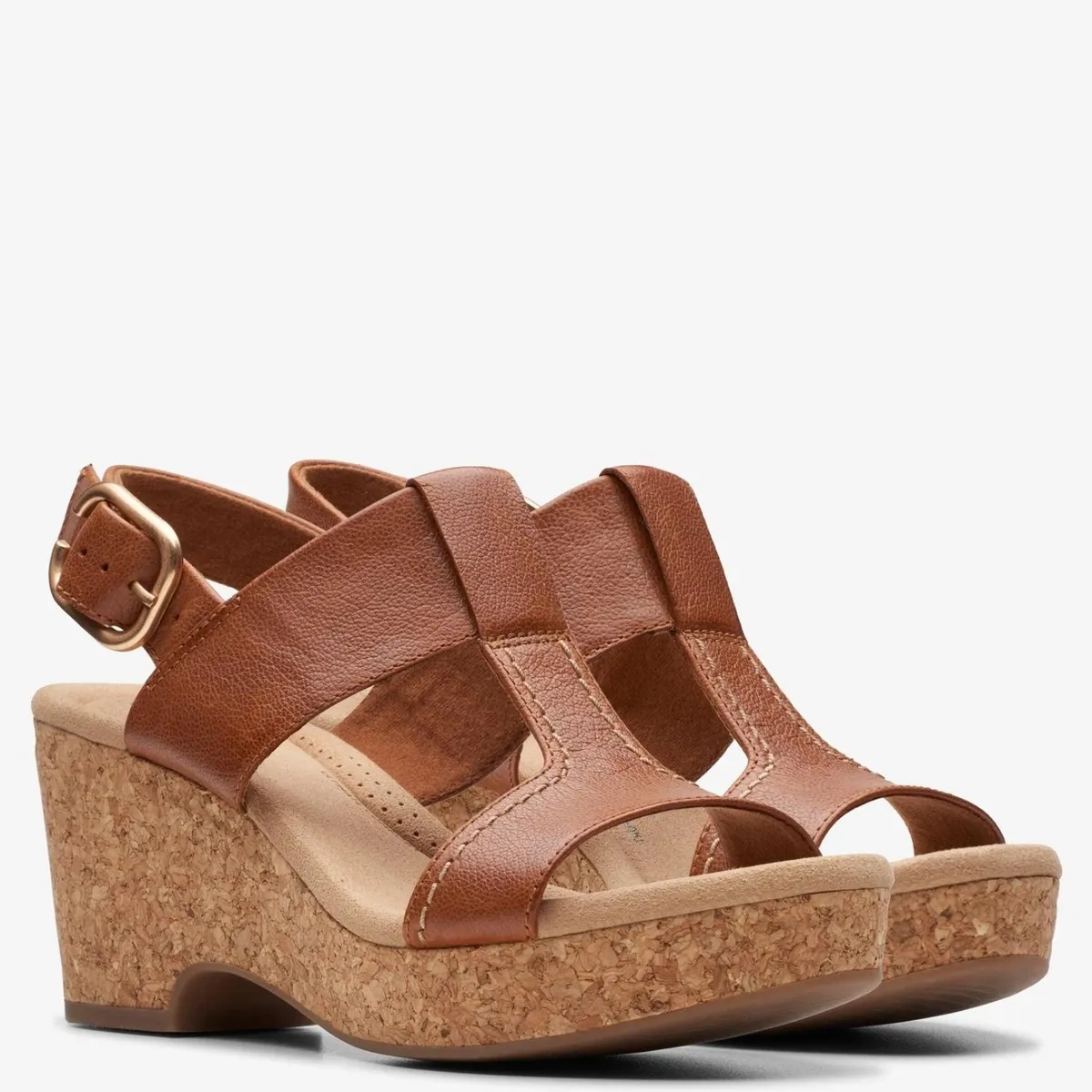 CLARKS - Sandalia Mujer Cuero Beige Clarks