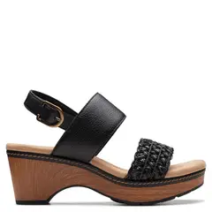 CLARKS - Sandalia Mujer Cuero Negro
