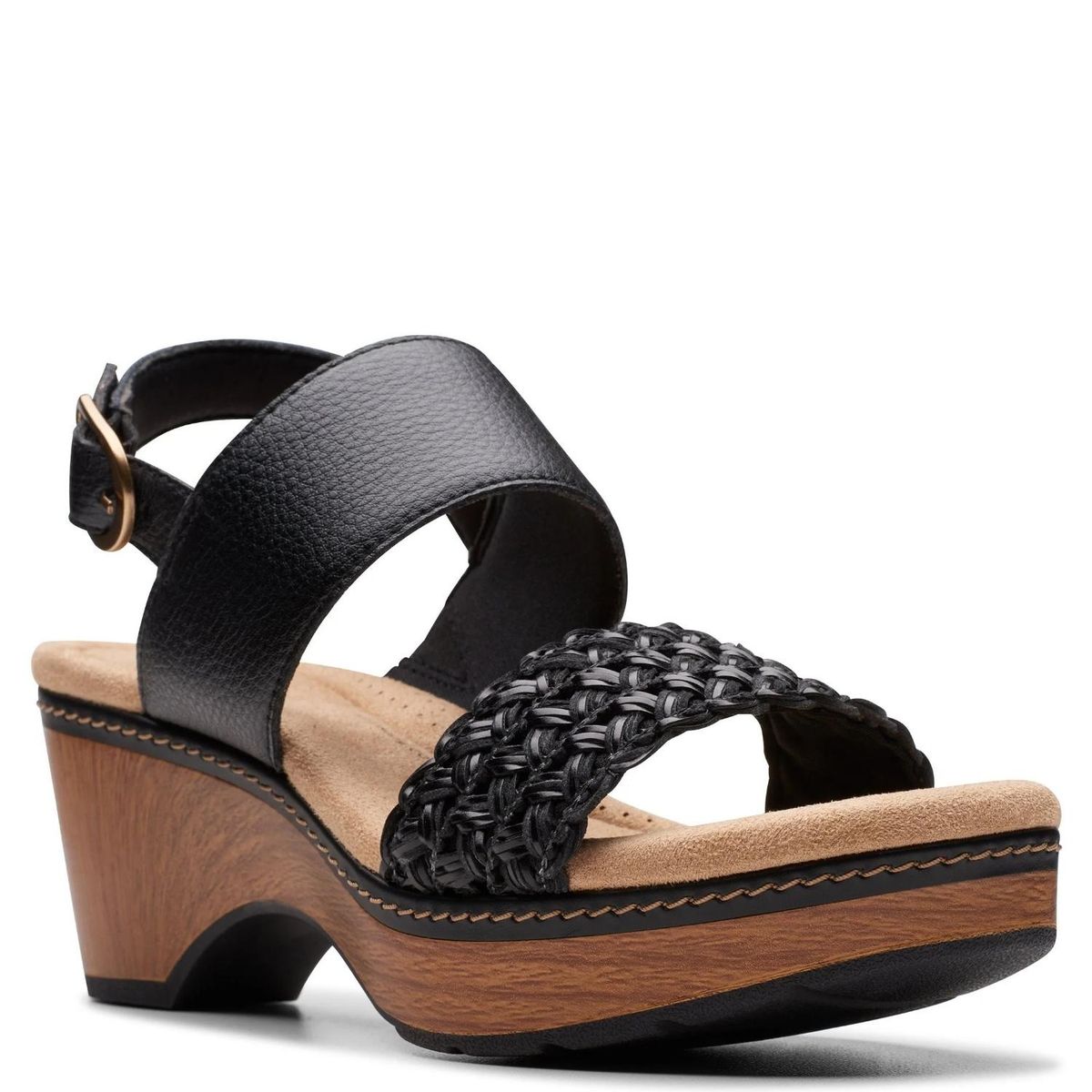 CLARKS - Sandalia Mujer Cuero Negro Clarks
