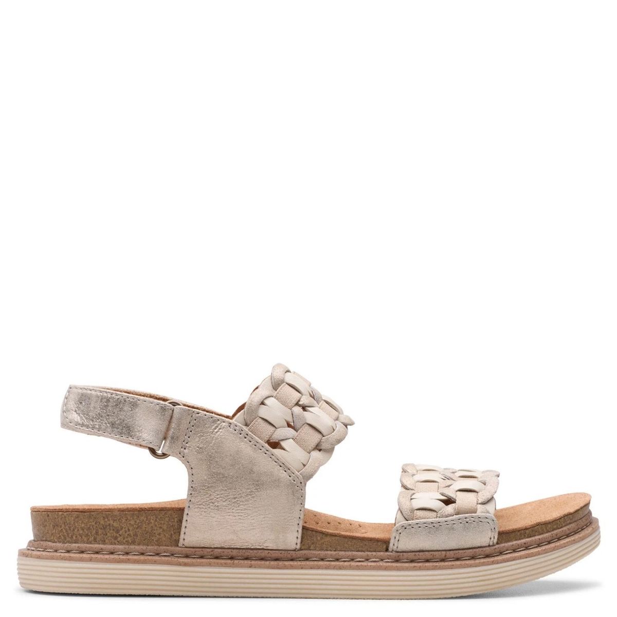 CLARKS - Sandalia Mujer Cuero Gris Clarks