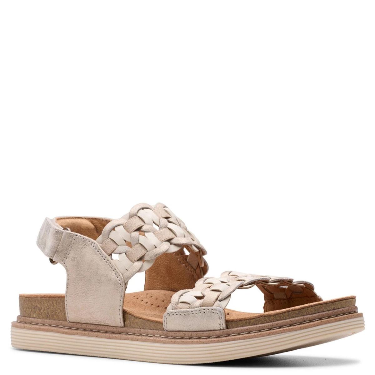 CLARKS - Sandalia Mujer Cuero Gris Clarks