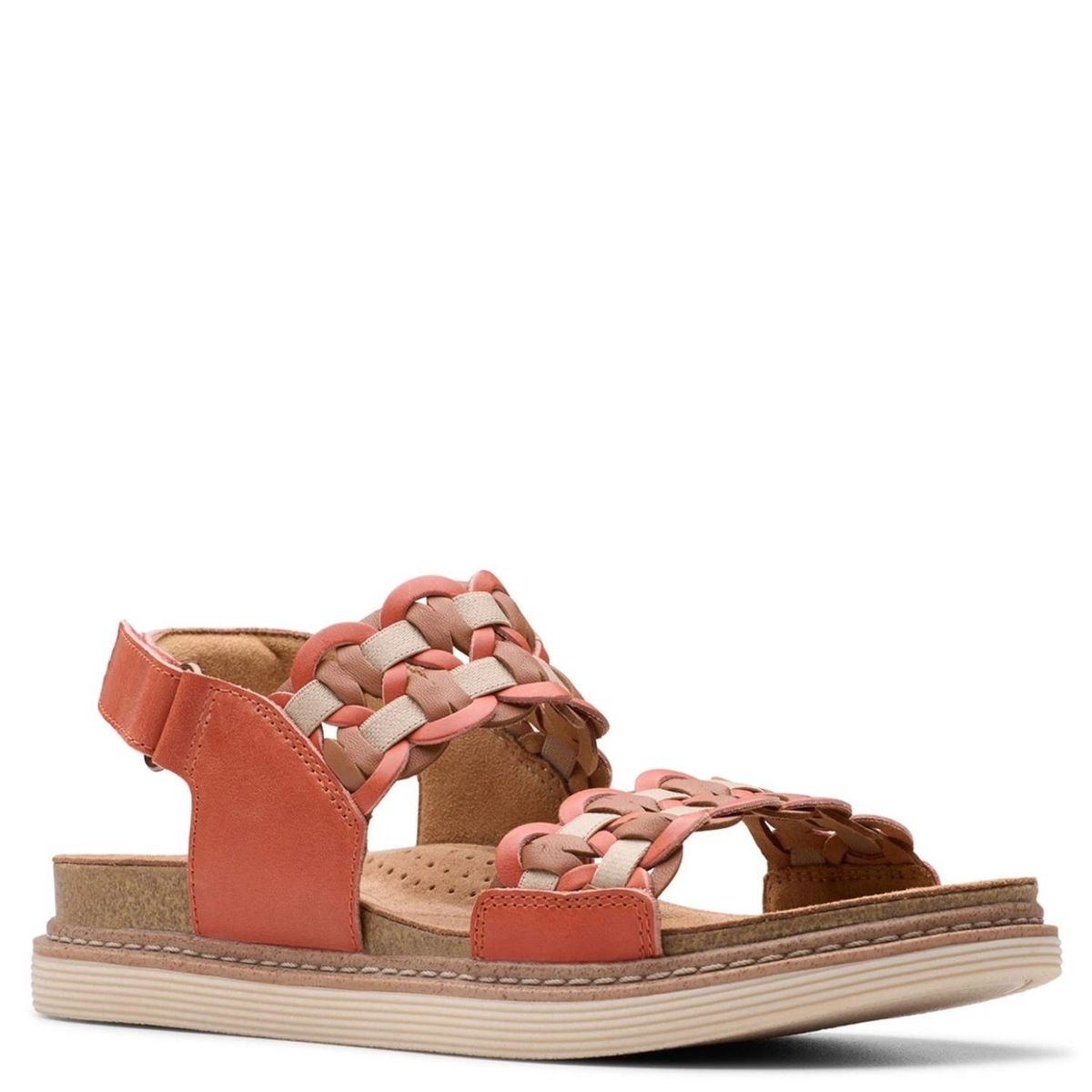 CLARKS - Sandalia Mujer Cuero Naranjo Clarks