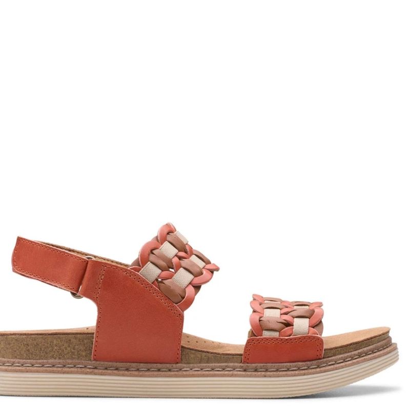 CLARKS - Sandalia Mujer Cuero Naranjo Clarks