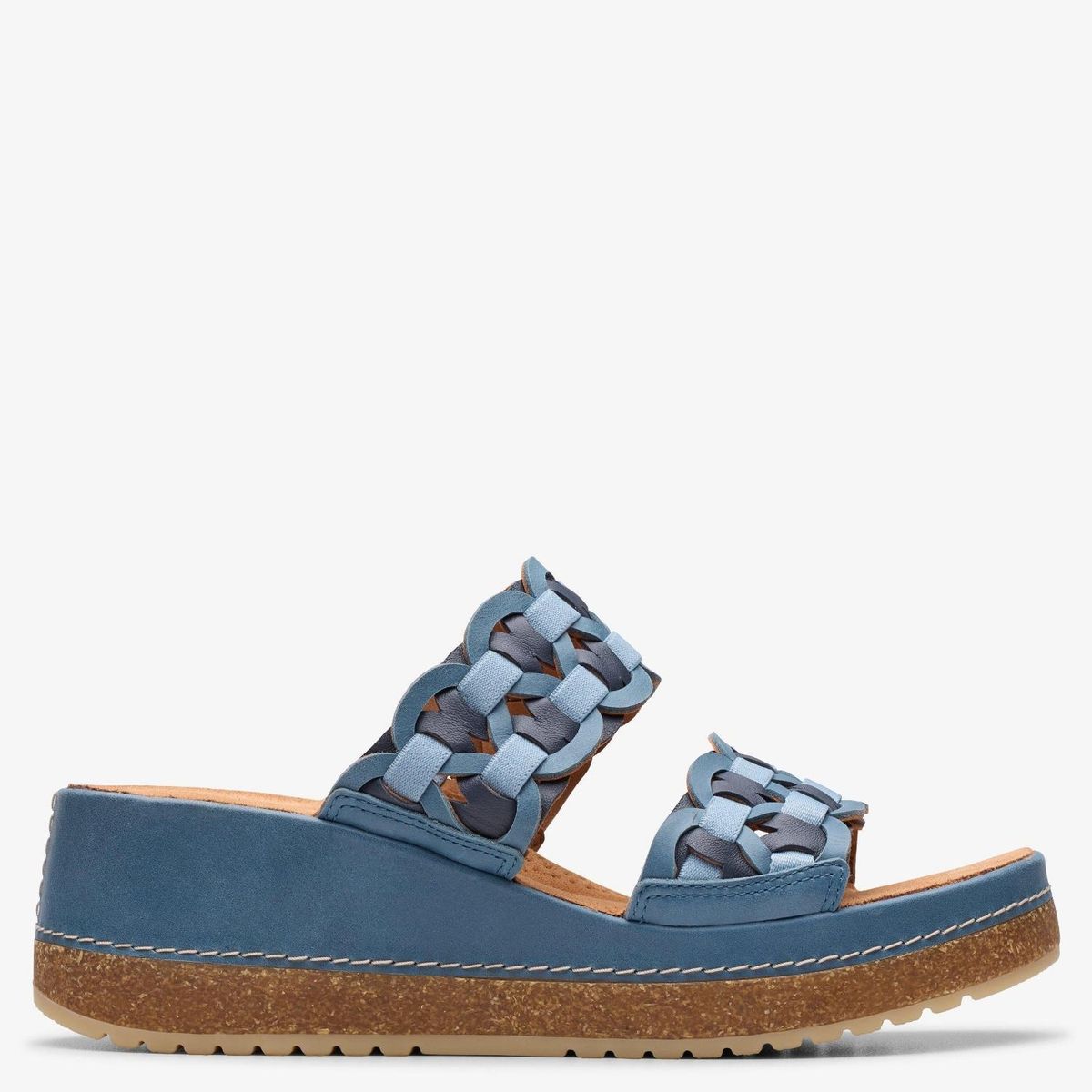 CLARKS - Sandalia Mujer Cuero Azul Clarks