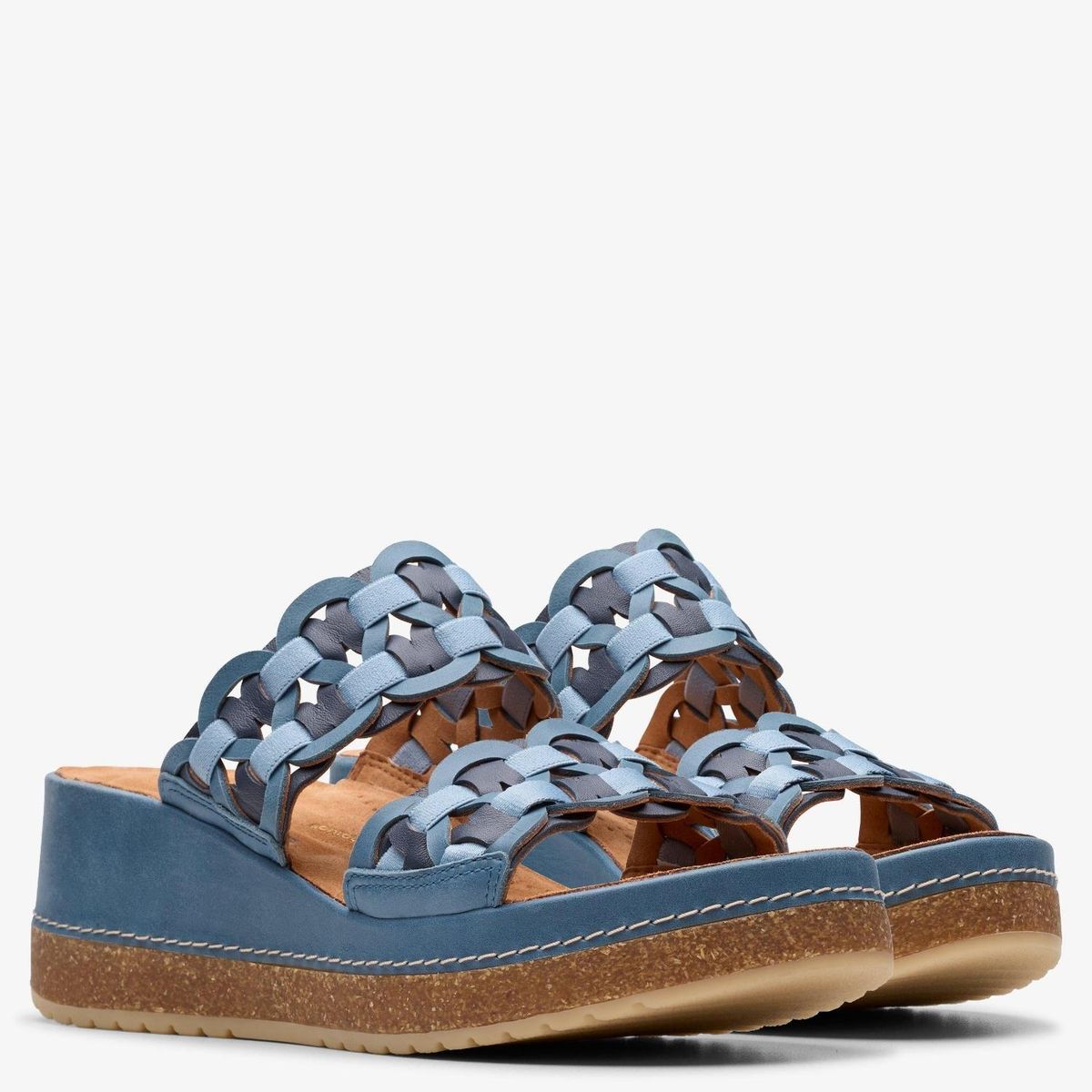 CLARKS - Sandalia Mujer Cuero Azul Clarks