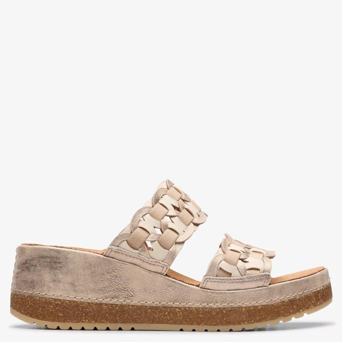 CLARKS - Sandalia Mujer Cuero Gris Clarks