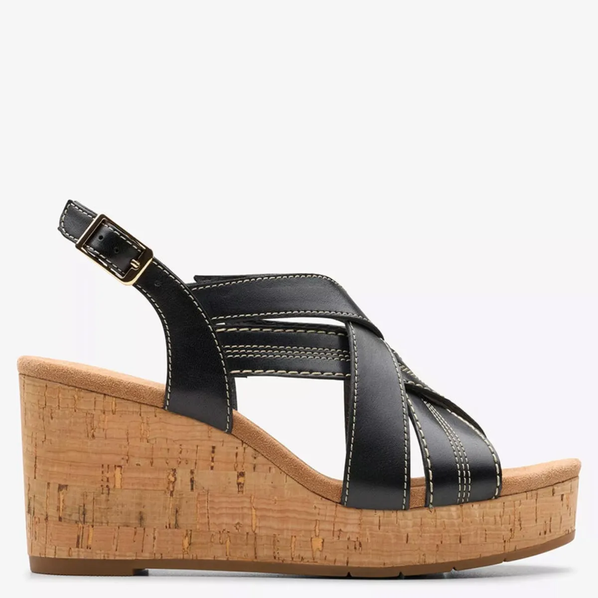 CLARKS - Sandalia Mujer Cuero Negro Clarks