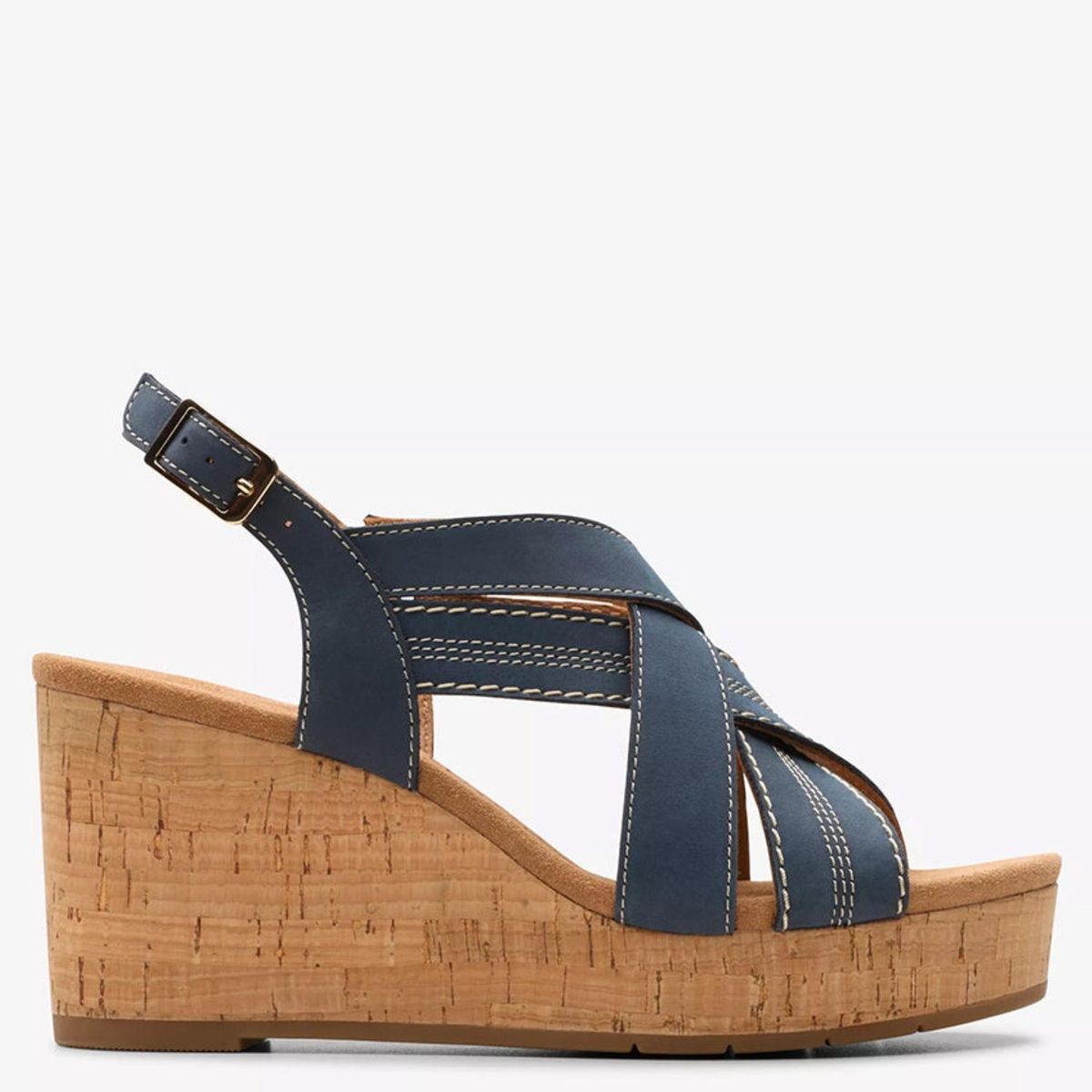 CLARKS - Sandalia Mujer Cuero Azul Clarks