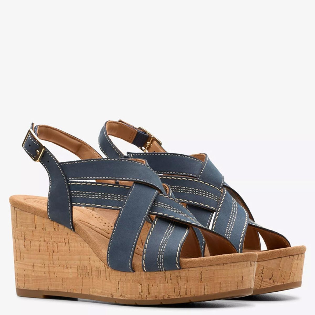 CLARKS - Sandalia Mujer Cuero Azul Clarks