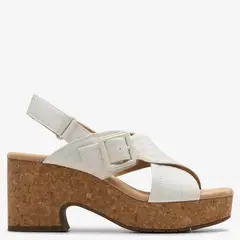 CLARKS - Sandalia Mujer Cuero Blanco