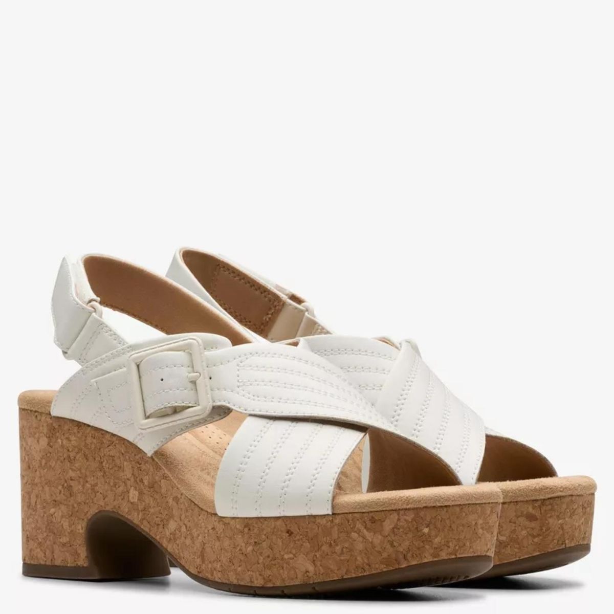 CLARKS - Sandalia Mujer Cuero Blanco Clarks