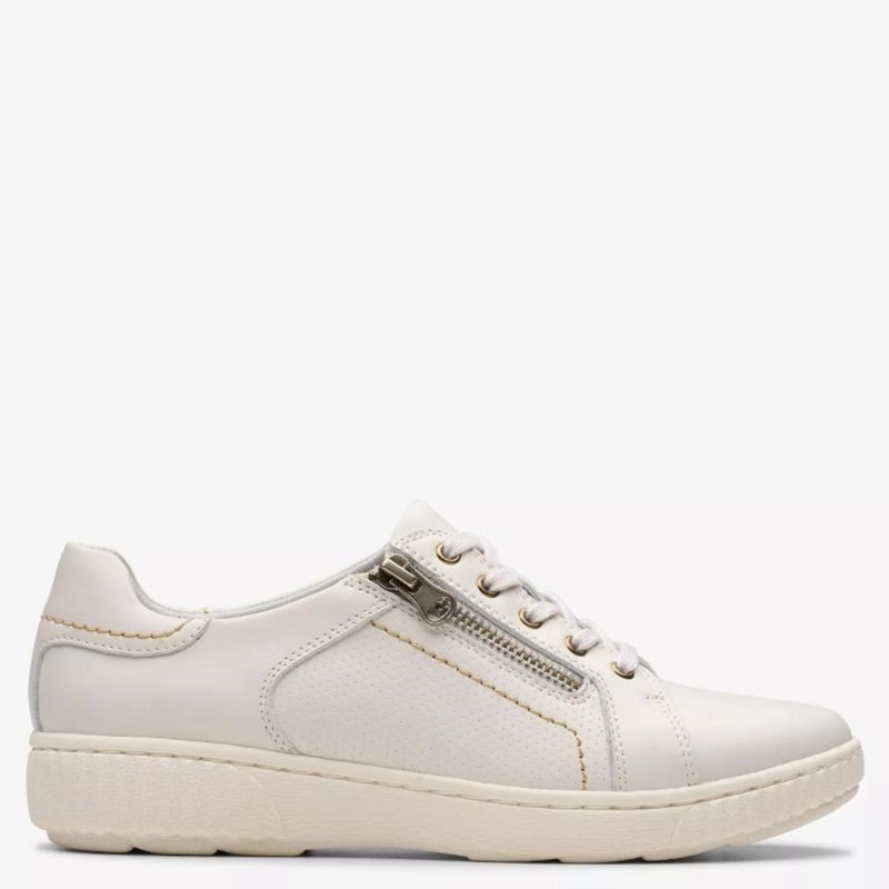 CLARKS - Zapatilla Urbana Mujer Cuero Blanco Clarks