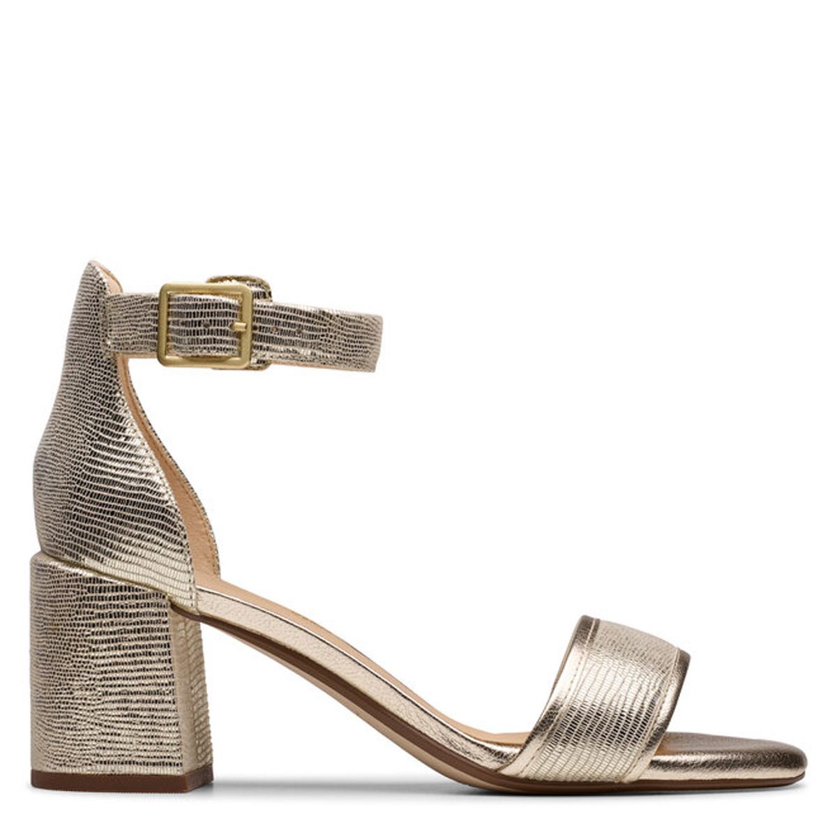 CLARKS - Sandalia Mujer Cuero Dorado Clarks