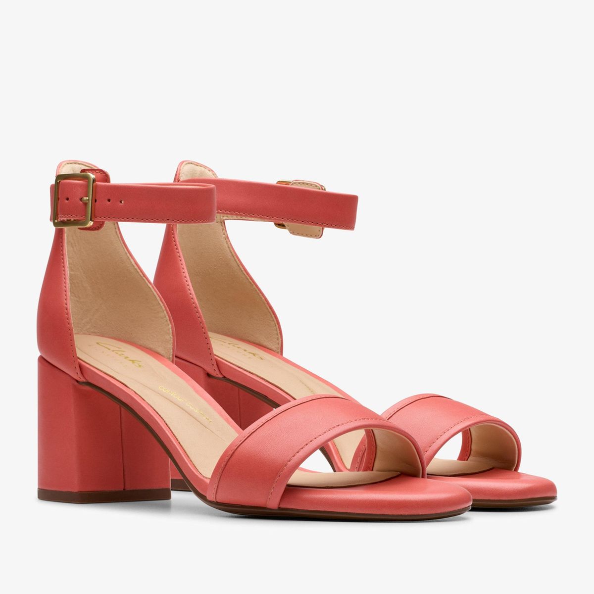 CLARKS - Sandalia Mujer Cuero Naranjo Clarks