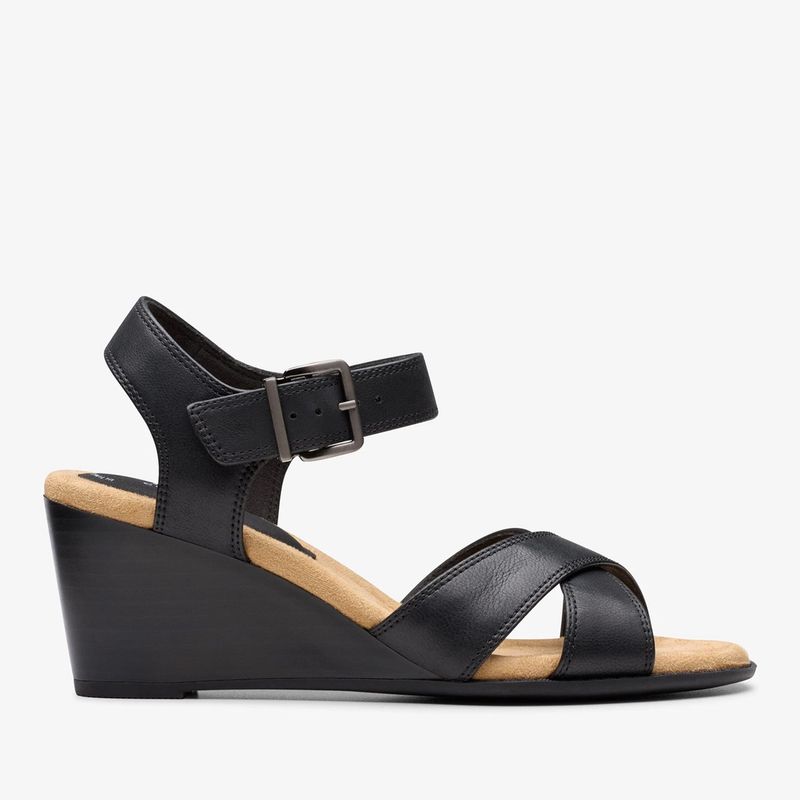 CLARKS - Sandalia Mujer Cuero Negro Clarks