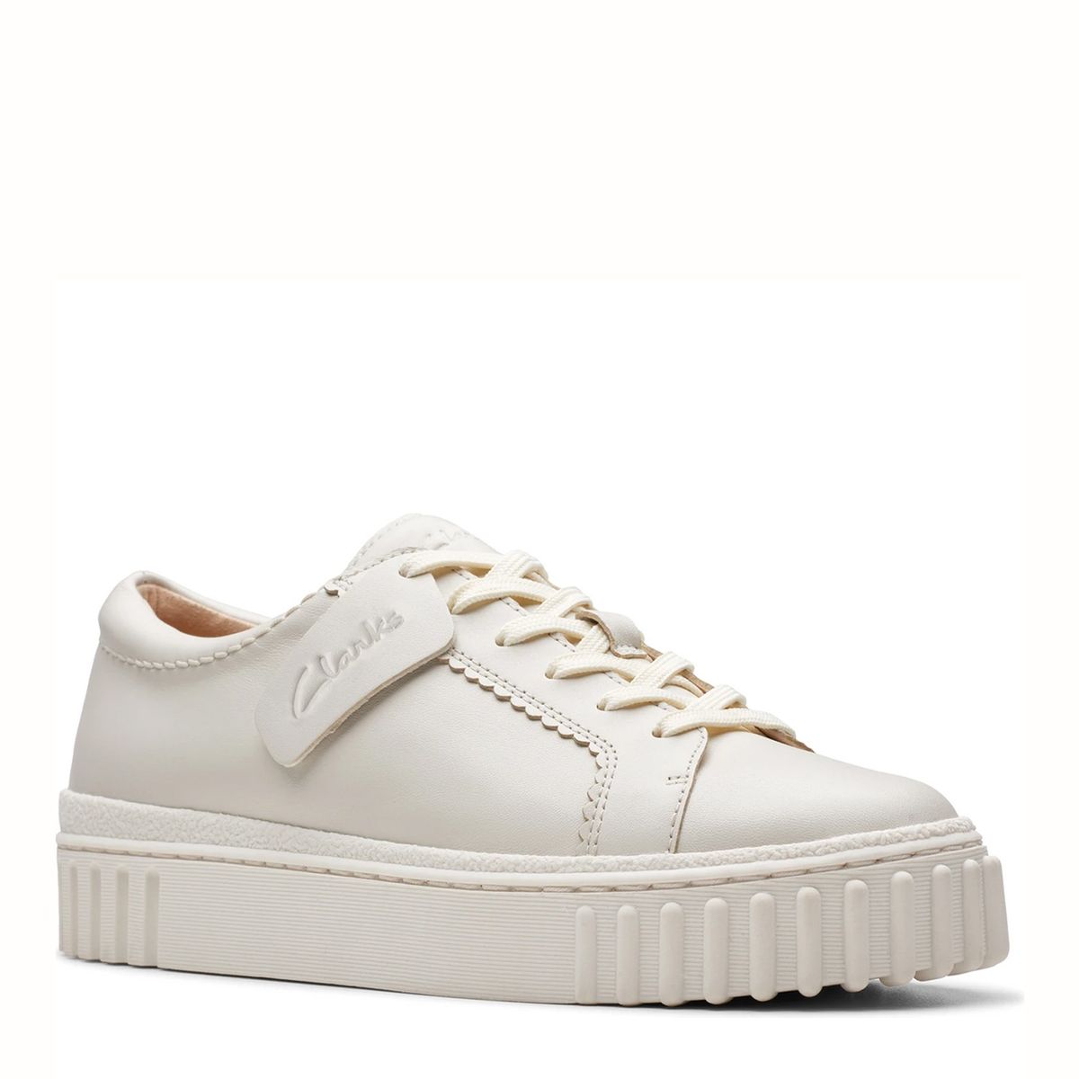 CLARKS - Zapatilla Urbana Mujer Cuero Blanco Clarks