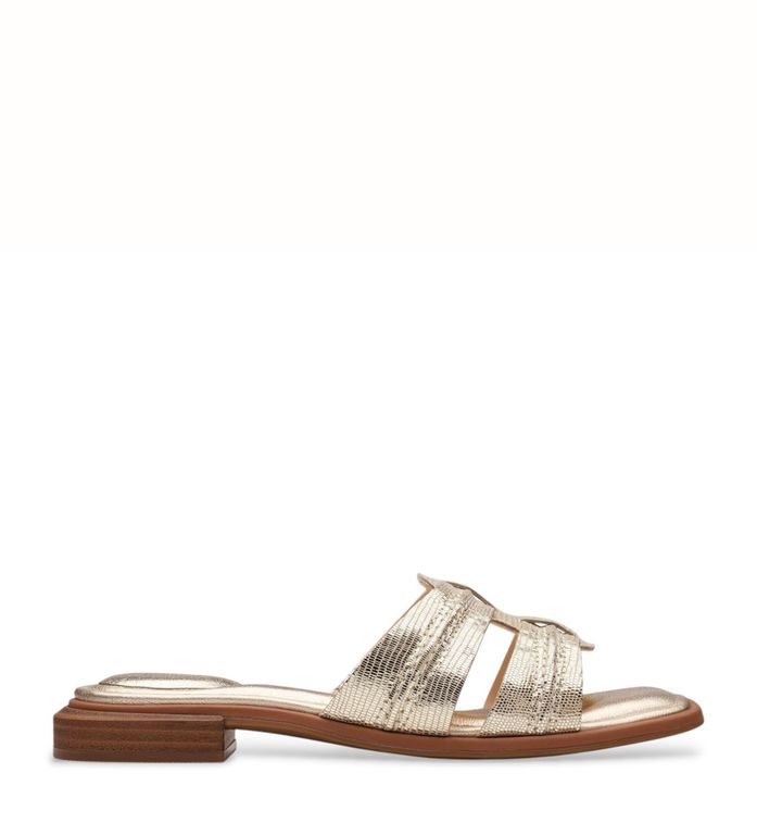 CLARKS Sandalia Mujer Cuero Dorado