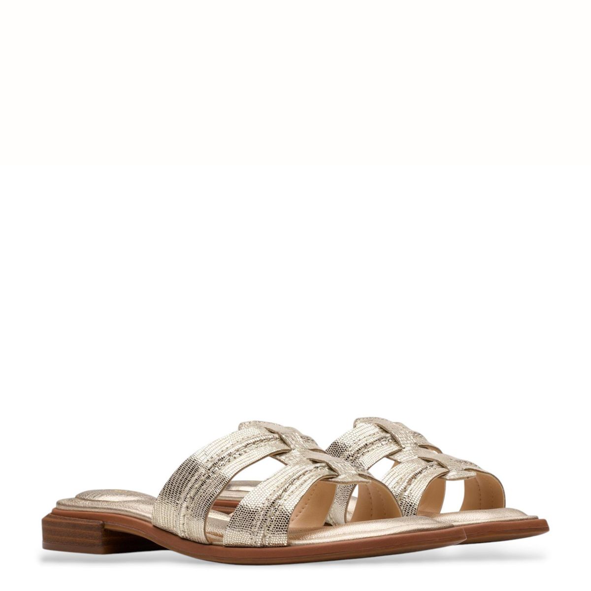 CLARKS - Sandalia Mujer Cuero Dorado Clarks