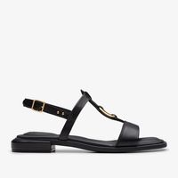 Sandalia Mujer Cuero Negro