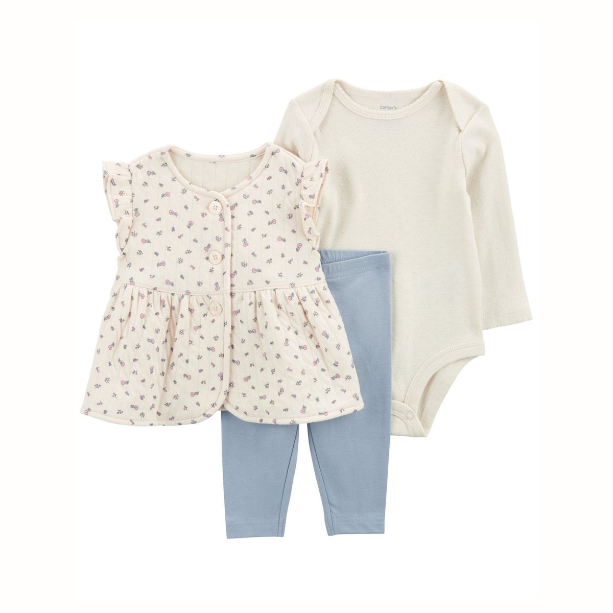 CARTER'S - Conjunto 3 Piezas Polerón, Calza y Body Bebé Niña Carter's