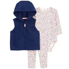 CARTER'S - Conjunto 3 Piezas Polerón, Calza y Body Bebé Niña