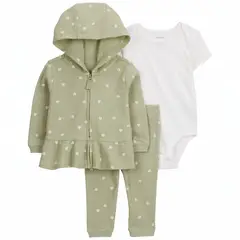 CARTER'S - Conjunto 3 Piezas Polerón, Calza Y Body Bebé Niña